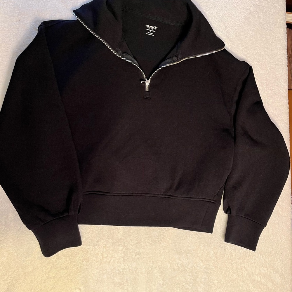 Old Navy Active Bounce Fleece 1/4 Zip Pullover Black Women’s Small